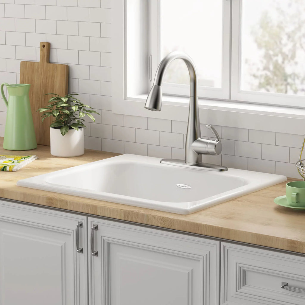 American Standard Quince Drop-in Cast Iron 25 in. 3-Hole Single Bowl Kitchen Sink in Brilliant White