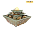 Ascending SLatitudee Tie Tabletop Water Fountain with LED Light and Polished Stone Ball - Corded Electric - Home Decor Accent for Office, Bedroom or Living Room - 8 Inch