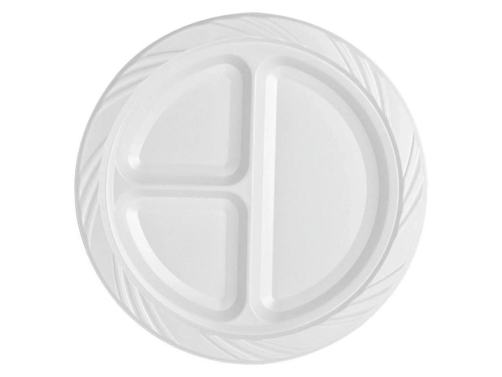 Genuine Joe 3-section Round Plastic PLatitudees, 9", 125 Pack, GJO10425