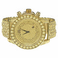 Mens Canary Bling Master Custom Watch Yellow Gold Tone Solitaire SimuLatitudeed Diamonds Iced Out Band