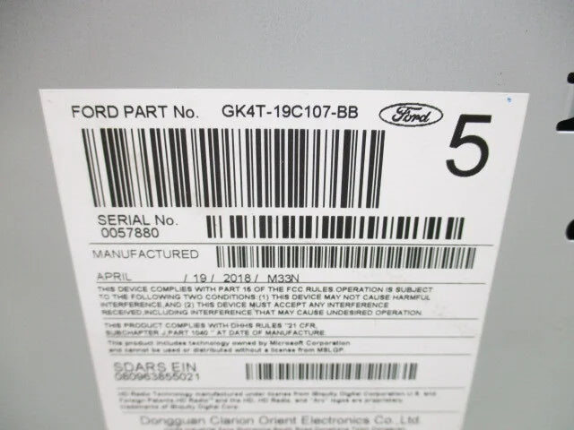 Pre-Owned 17-19 Ford Transit 150 250 MP3 CD w/ Satellite Radio Receiver GK4T19C107BB OEM (Good)