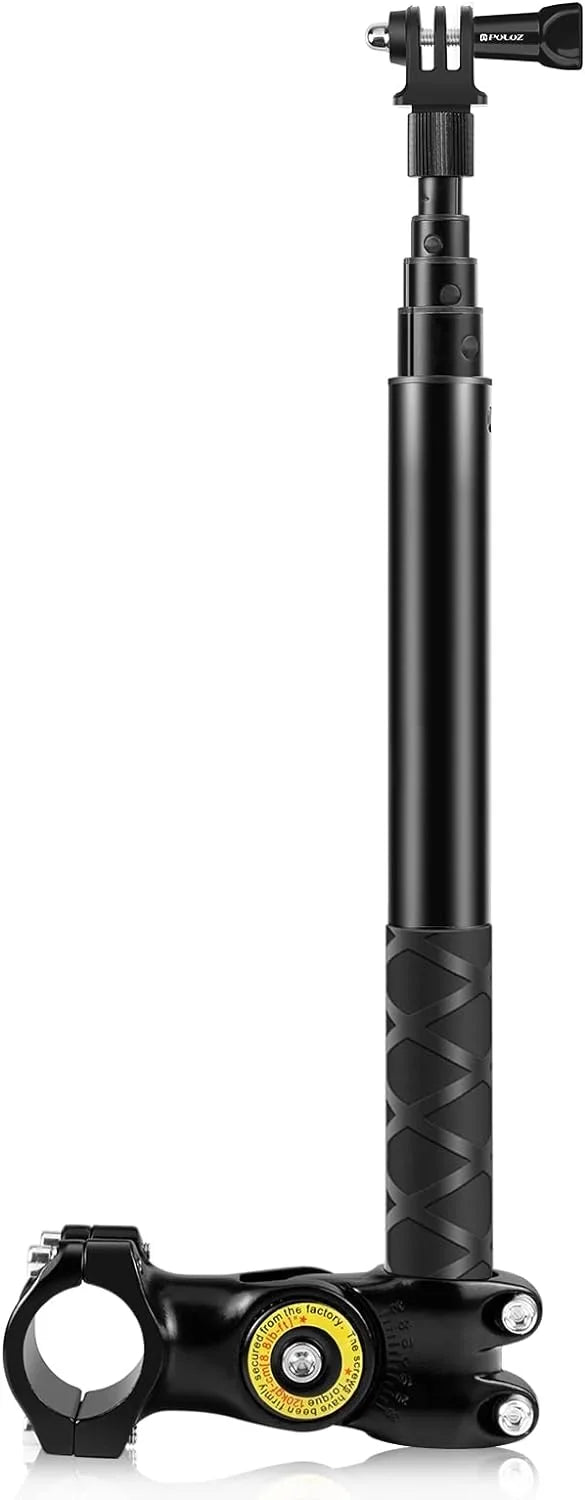 PULUZ Stable Aluminum Motorcycle Bicycle Camera Mount with Monopod Stand Shock-Proof Panora Capture for Insta 360