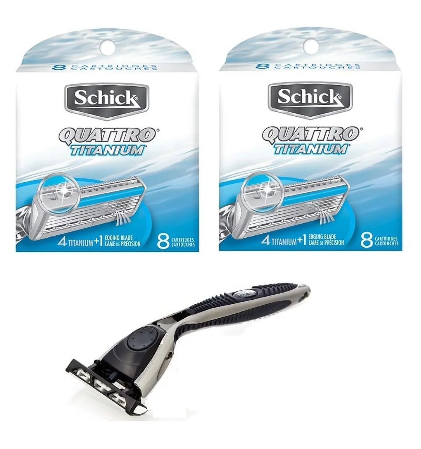 Compatible Razor + Schick Quattro Titanium Refill, 8 Ct (2 Pack)
