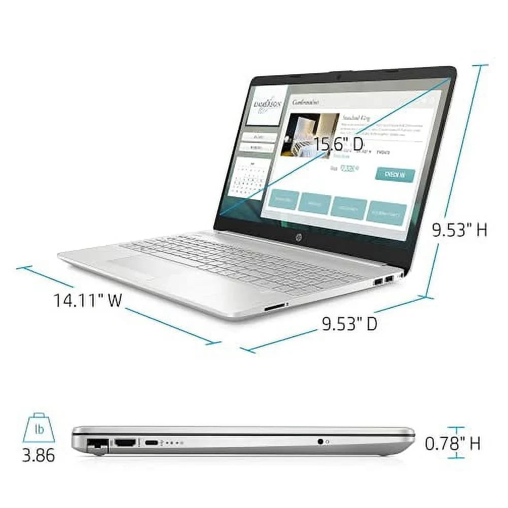 HP 2022 15.6" HD Touchdisplay Laptop PC Intel 4-Core i5-1135G7 24GB DDR4 512GB NVMe SSD Iris Xe Graphics Webcam HDMI WiFi AC RJ45 BT USB-C Backlit Keyboard Silver Windows 10 Pro w/RE Accessories