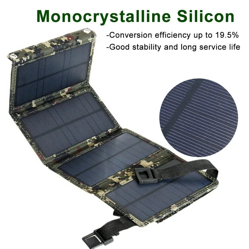Paddsun 80W USB Solar Panel Folding Power Bank Outdoor Camping Hiking Phone Charger USA