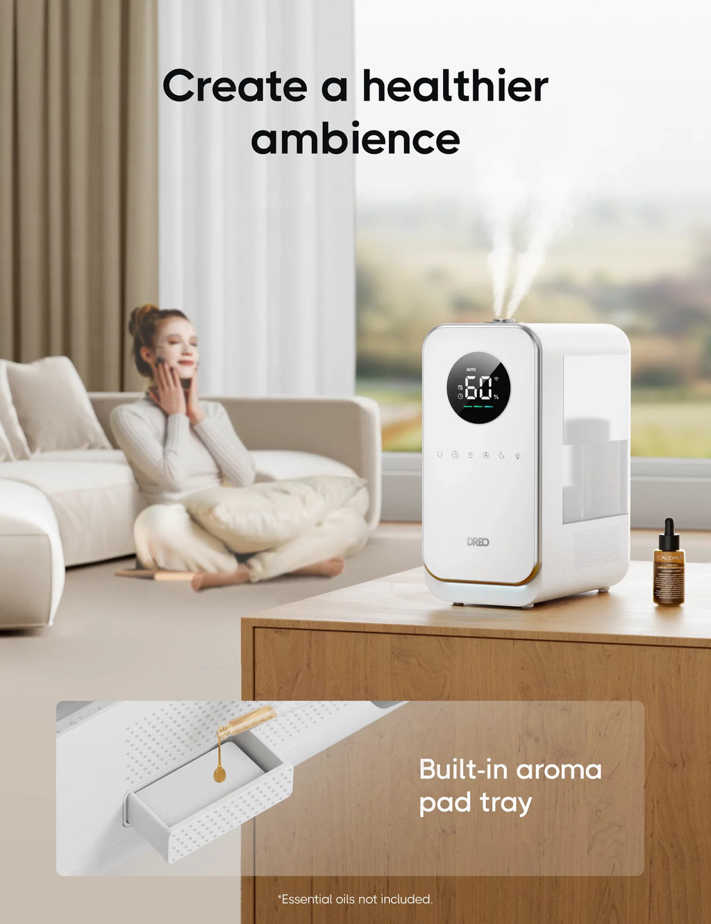 Dreo Humidifier, 5L Top-Fill Humidifiers, LED Display With Humidistat, Smart App Control, Quiet Sleep Mode, Timer, Auto Mode