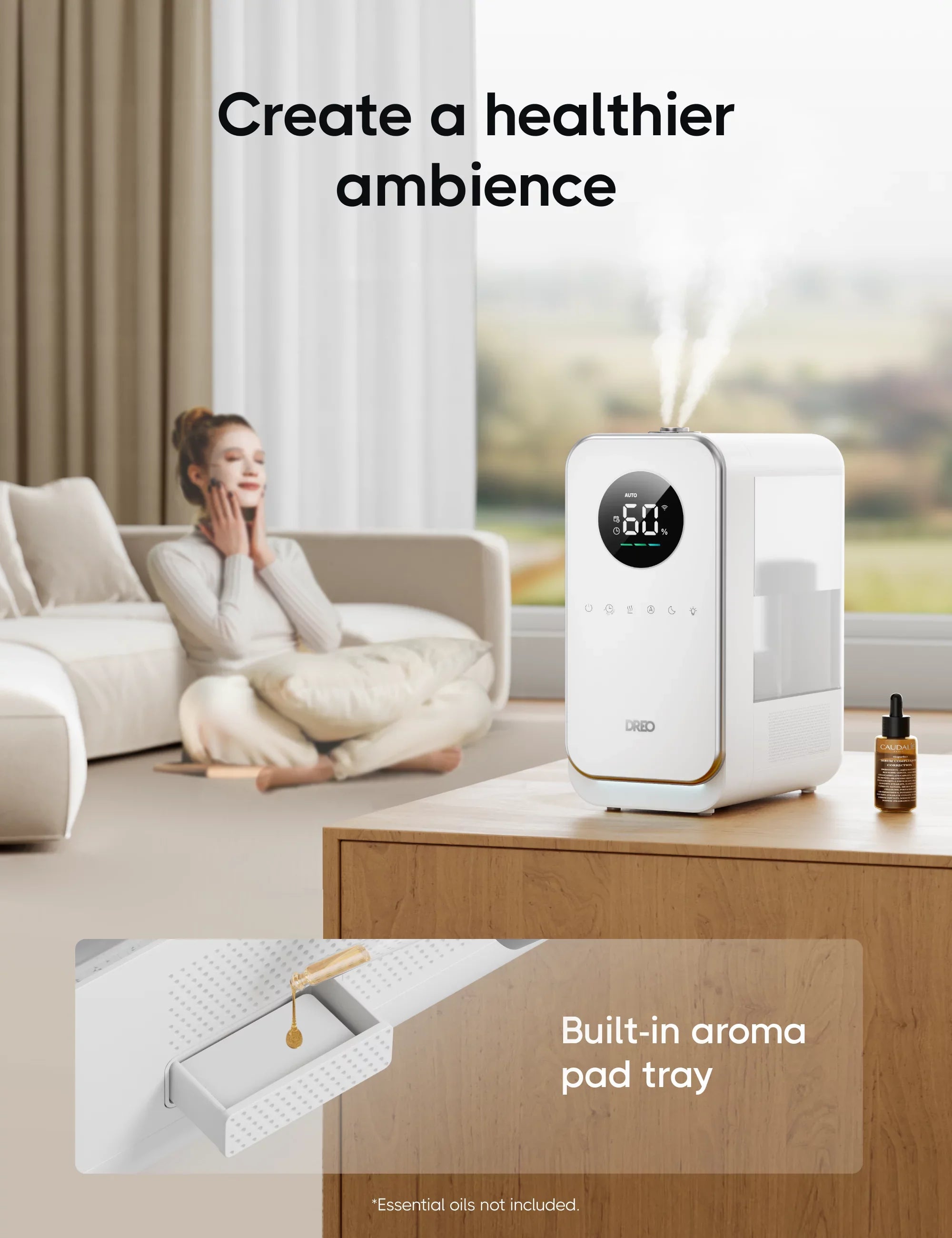 Dreo Humidifier, 5L Top-Fill Humidifiers, LED Display With Humidistat, Smart App Control, Quiet Sleep Mode, Timer, Auto Mode
