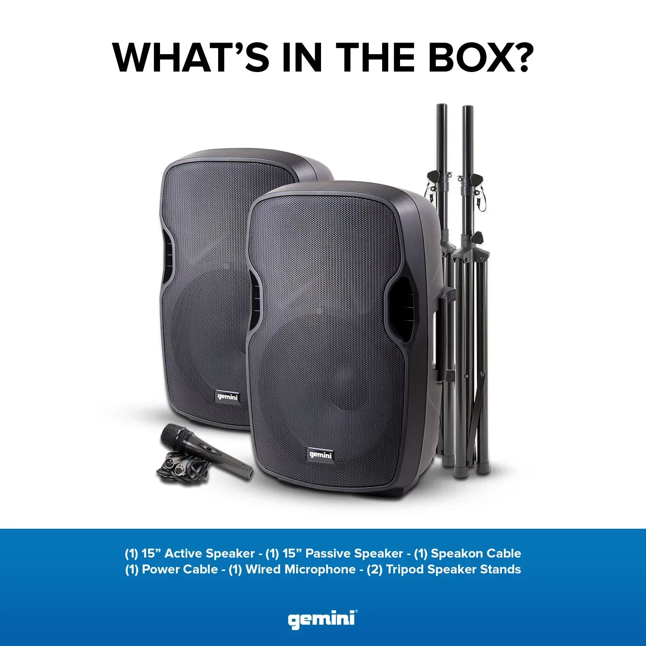 Gemini PA-SYS15 Complete Dual Speaker PA Package