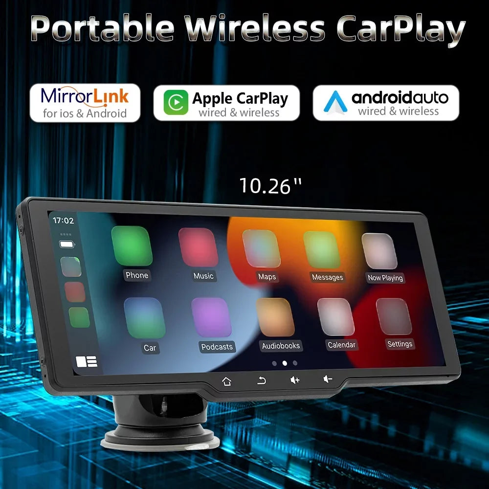 Andoer Portable Wireless CarPlay Car Video Recorder, Car Camera Auto Camcorder, Car Player with Multilanguage Support