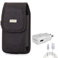 6ft USB Cable Type-C Fast Home Charger w Holster Rugged Case Belt Clip for Xiaomi Redmi Note 7 10 Pro, Mi 9T - ZTE Blade Z Max X1 5G 10, Axon 10 Pro, 11 Prime 2S