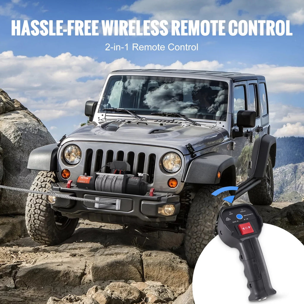 BENTISM Electric Winch, 12V 18,000 lb Load Capacity Steel Rope Winch, IP67 85ft ATV Winch with Wireless Handheld Remote