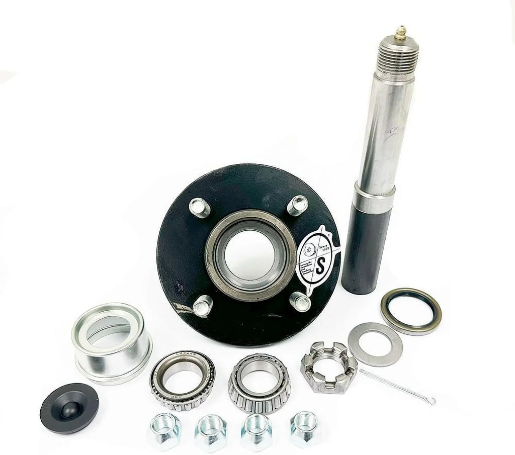 SOUTHWEST WHEEL 2,000 lbs Trailer Axle Spindle (BT9) with 4-4" Bolt Circle Hub That uses L44649 Trailer Bearings