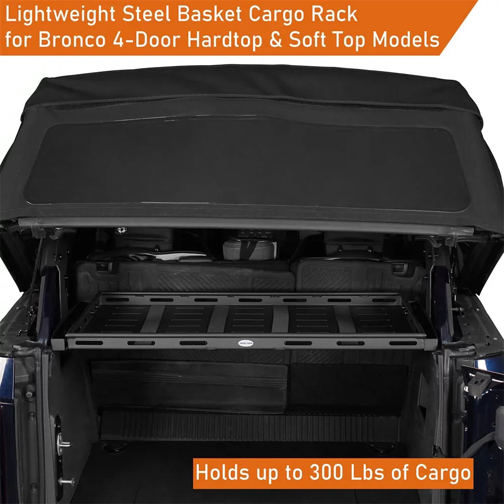 Hooke Road Rear Cargo Basket Rack Luggage Box Fit Ford Bronco 2021-2023 4-Door Black