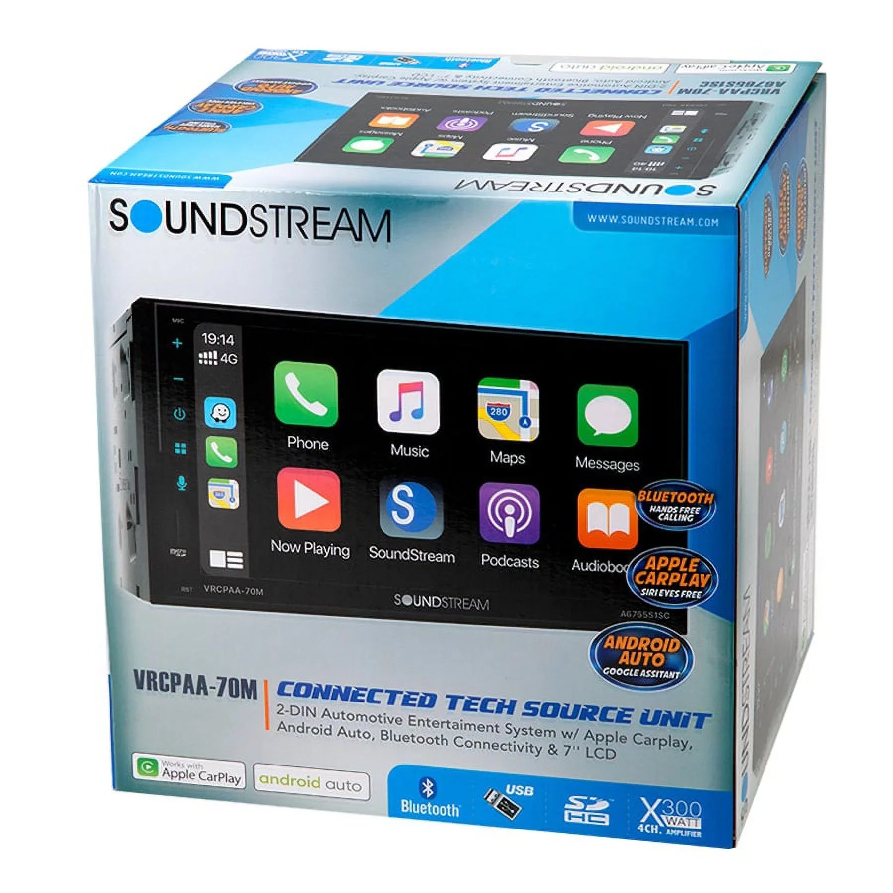Soundstream VRCPAA-70M 7" Double DIN Bluetooth Apple CarPlay & Android +Camera