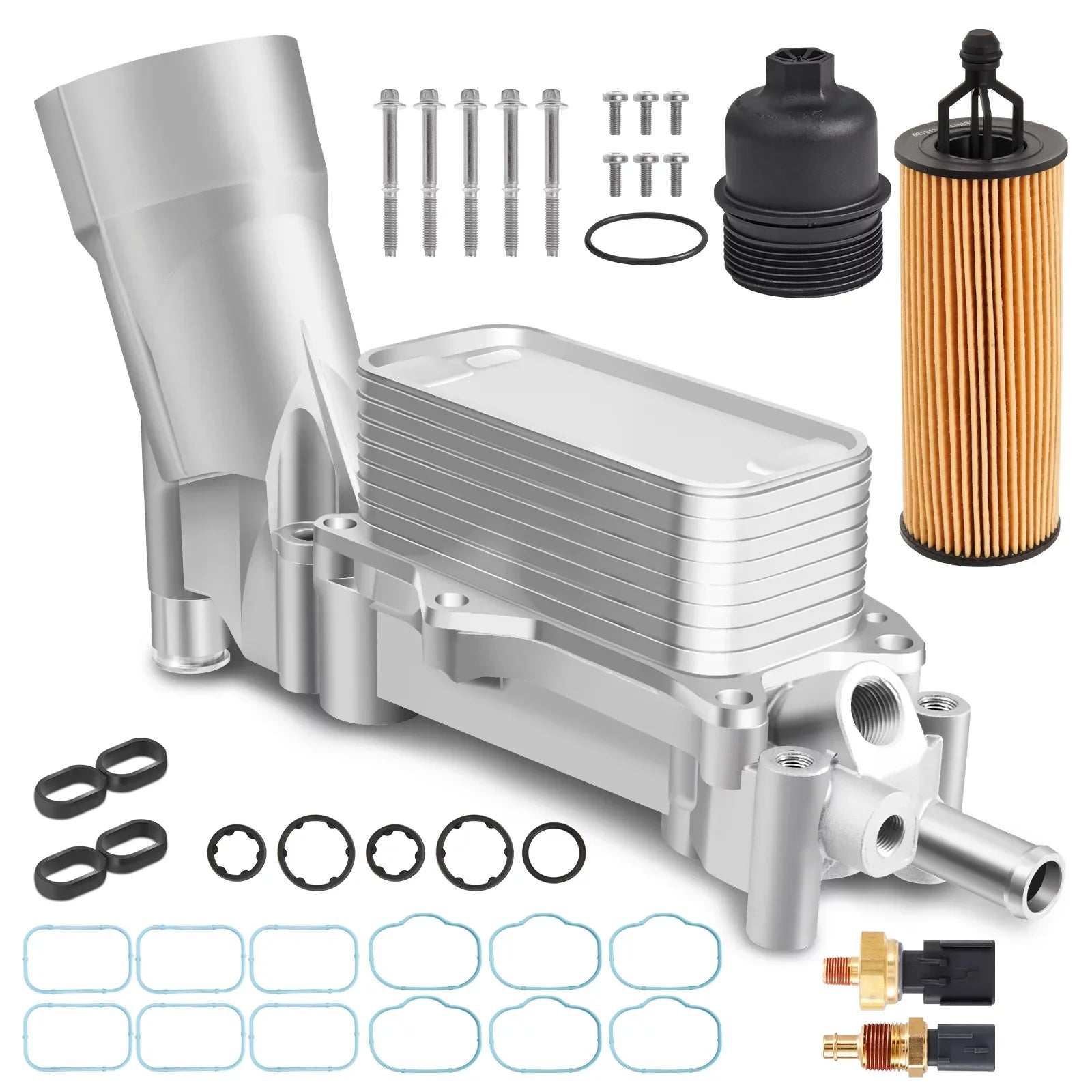 926-959 Aluminum Engine Oil Filter Housing with Oil Cooler Sensors and Gaskets for 2011-2016 Jeep Dodge Chrysler Ram 3.6L