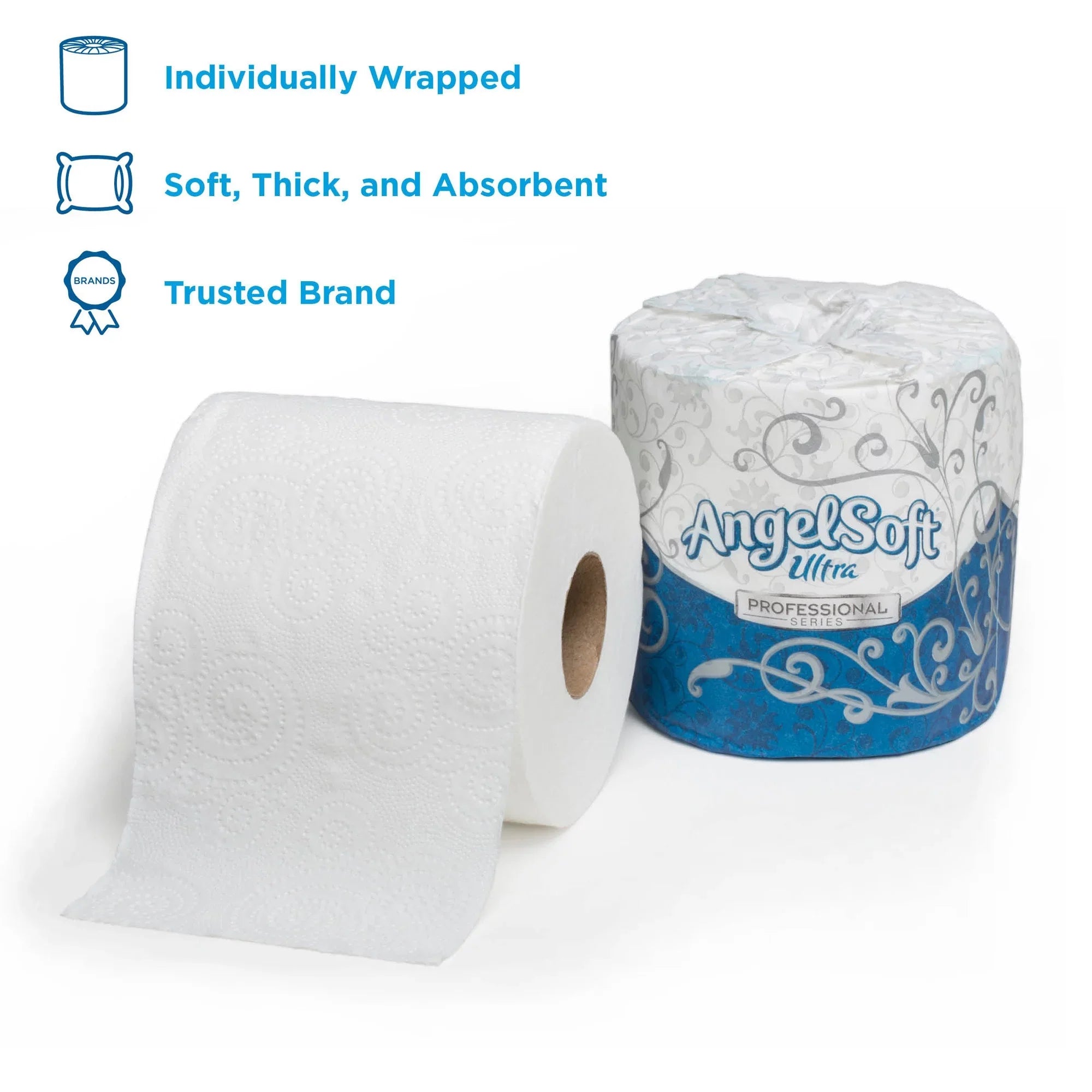 Angel Soft Ultra Professional Series Embossed Toilet Paper by GP PRO 2 Ply - 4.05" x 4.50" - 400 Sheets/Roll - White - Soft, Septic Safe, Absorbent - For Restroom - 60 / Carton