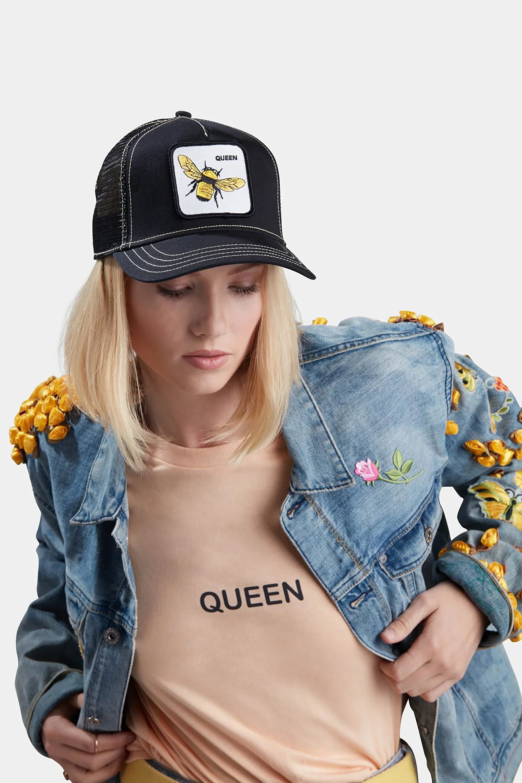 Goorin Bros. The Farm Unisex Original Adjustable Snapback Trucker Hat, Black (Queen Bee), One Size