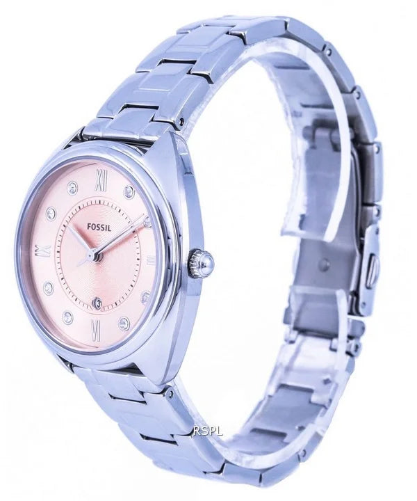 Fossil  Gabby Crystal Accents Rose Gold Tone Dial Quartz Womens Watch, Black