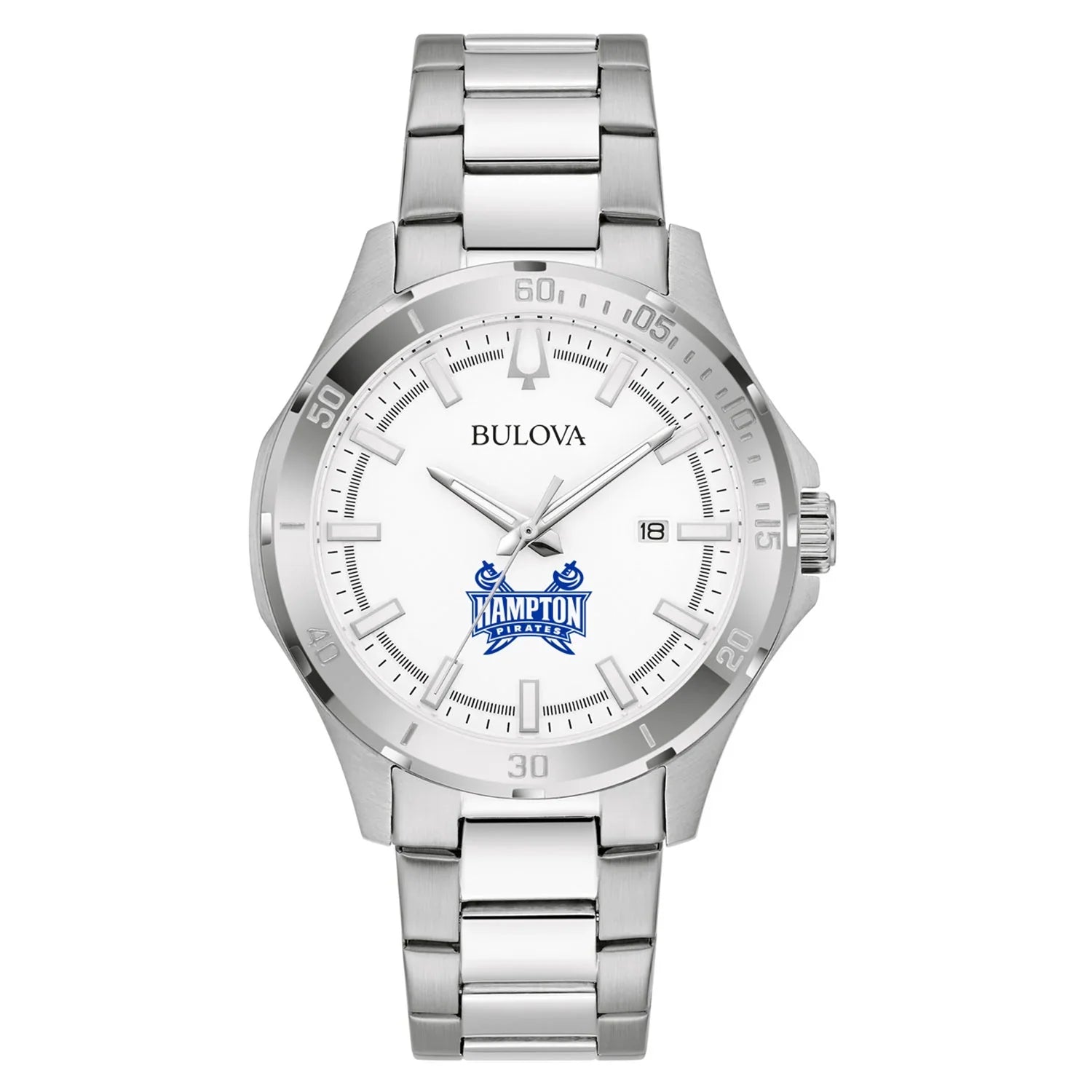 Men's Bulova Silver Hampton Pirates Stainless Steel Classic Sport Watch
