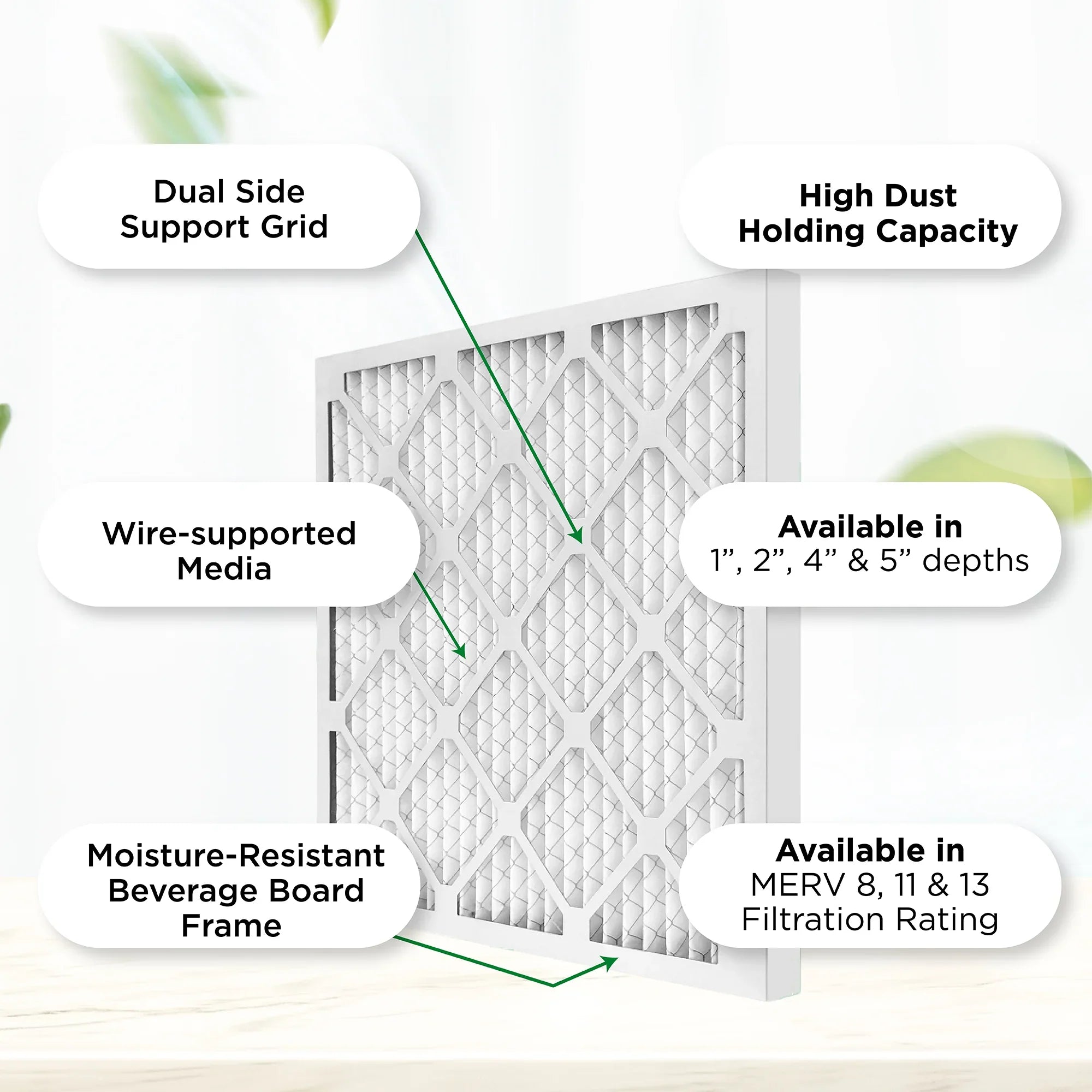 12x25x1 MERV 11, MPR 1000 Pleated AC Furnace 1" Air Filters by Pamlico. Case of 12. Actual Size: 11-1/2 x 24-1/2 x 3/4