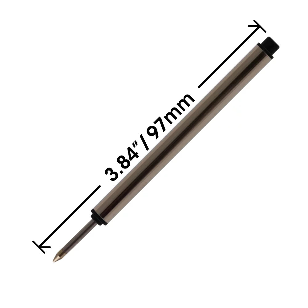 Jaymo Replacement for Montblanc 113777 - Measures 3.84 in / 97 mm Long - Capless Rollerball Pen Refill - 12 Black