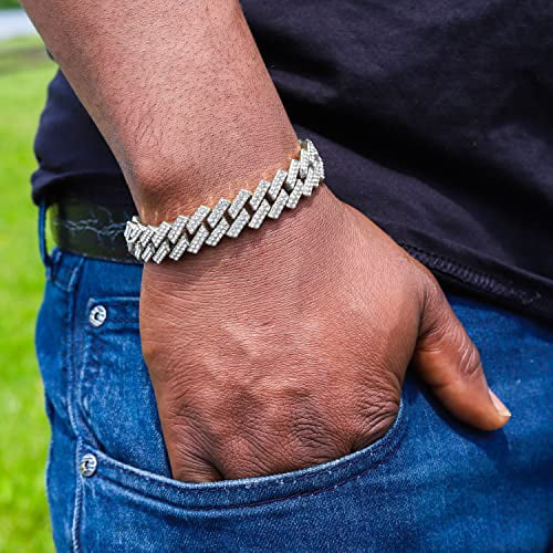 Charles Raymond Iced Out Mens Color on Blast Watch Single or Combo Sets with Blinged Out Bracelets Set. Iced Out Colourful Rainbow Flame Collection (ST10327CO-ZZ SLV)