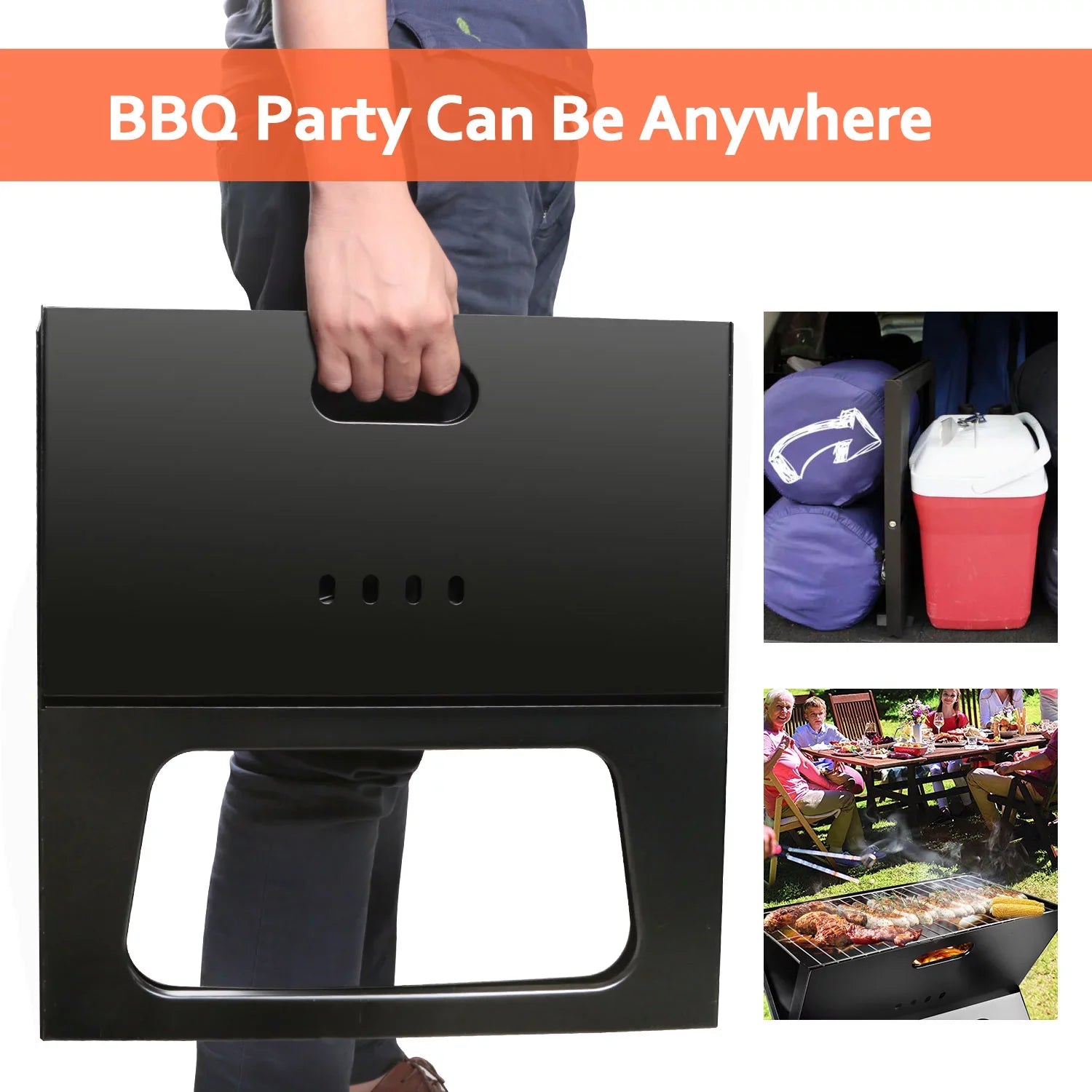 iMountek Portable BBQ Barbecue Grill Foldable Charcoal Grill Camping Garden Outdoor Travel with 10Pcs BBQ Steel