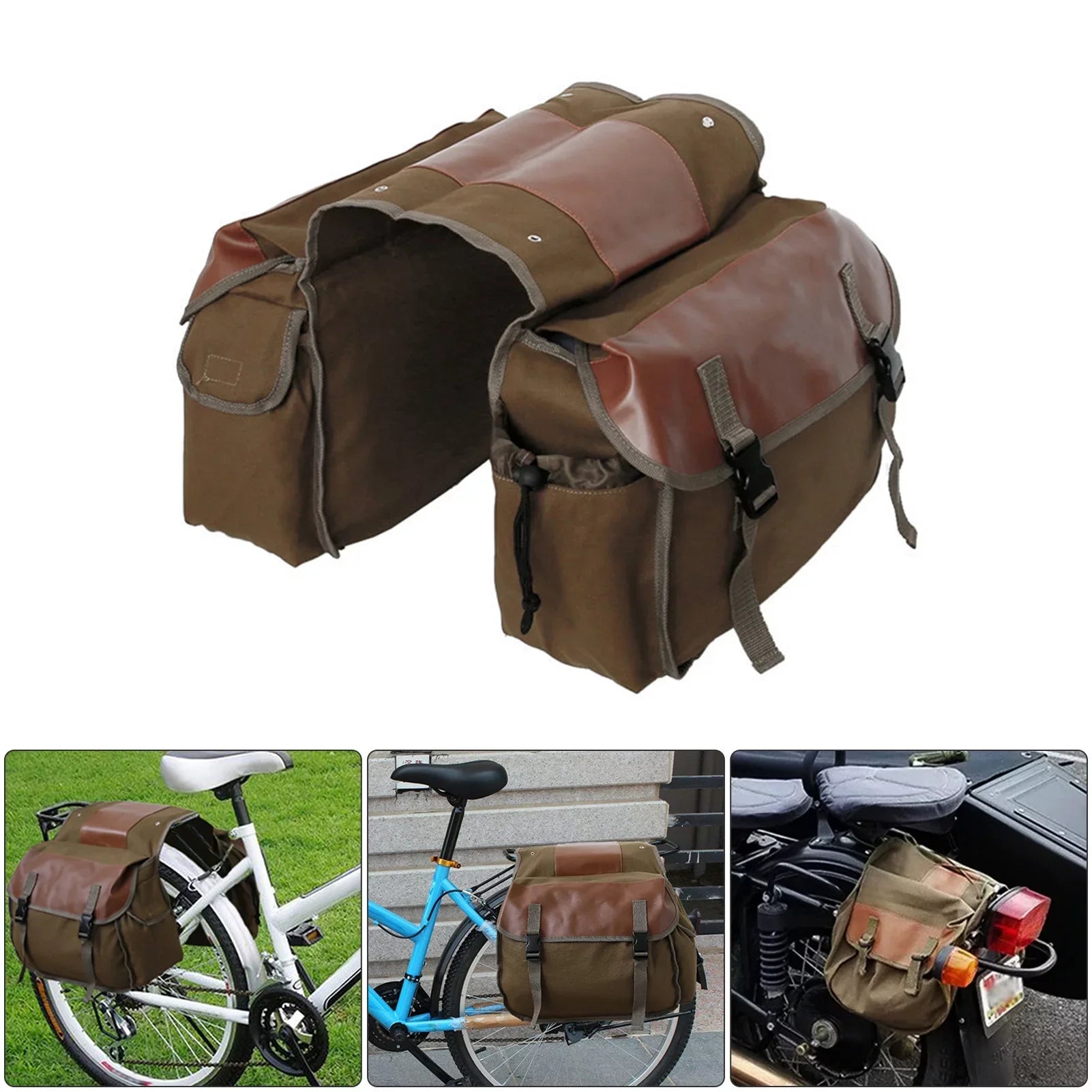 Gecheer Motorbike Large Capacity Saddle Bag Motorcycle Riding Travel Canvas Waterproof Panniers Box Side Tools Bag Pouch for Motorbike