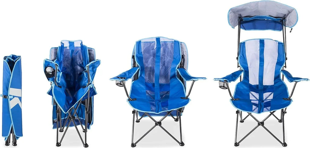 Kelsyus Original Foldable Canopy Chair for Camping, Tailgates, and Outdoor Events, Grey/Blue