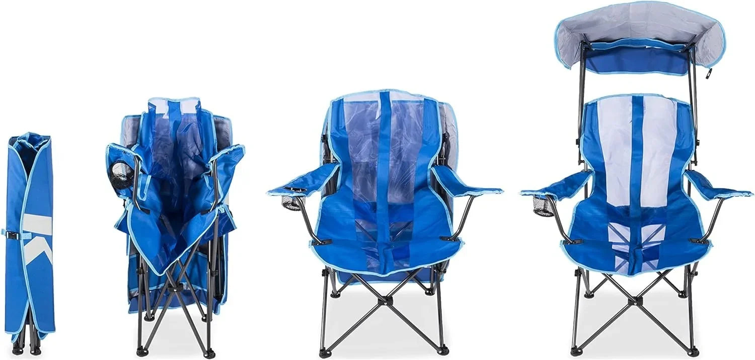 Kelsyus Original Foldable Canopy Chair for Camping, Tailgates, and Outdoor Events, Grey/Blue