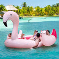 6 People InfLatitudeable Flamingo Floating Island with 6 Cup Holders for Pool and River