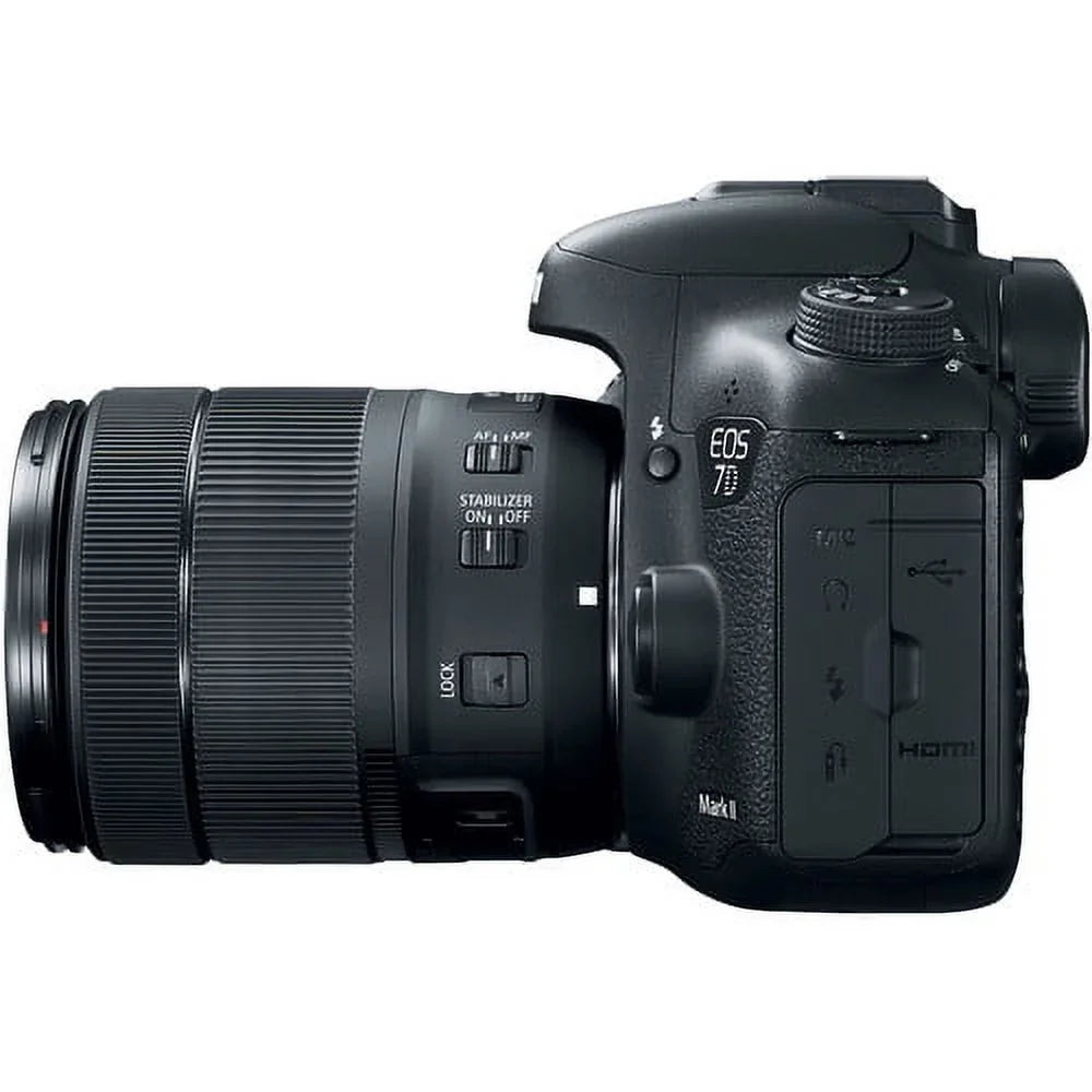 Canon EOS 7D Mark II DSLR Camera W/ 18-135mm f/3.5-5.6 IS USM Lens & W-E1 + More