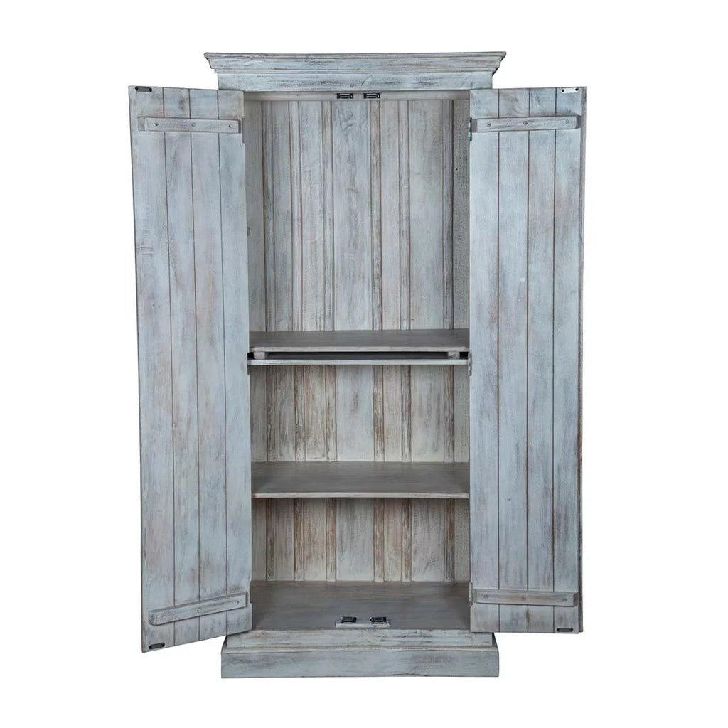 Maadze Shabby Chic White Carved Wardrobe