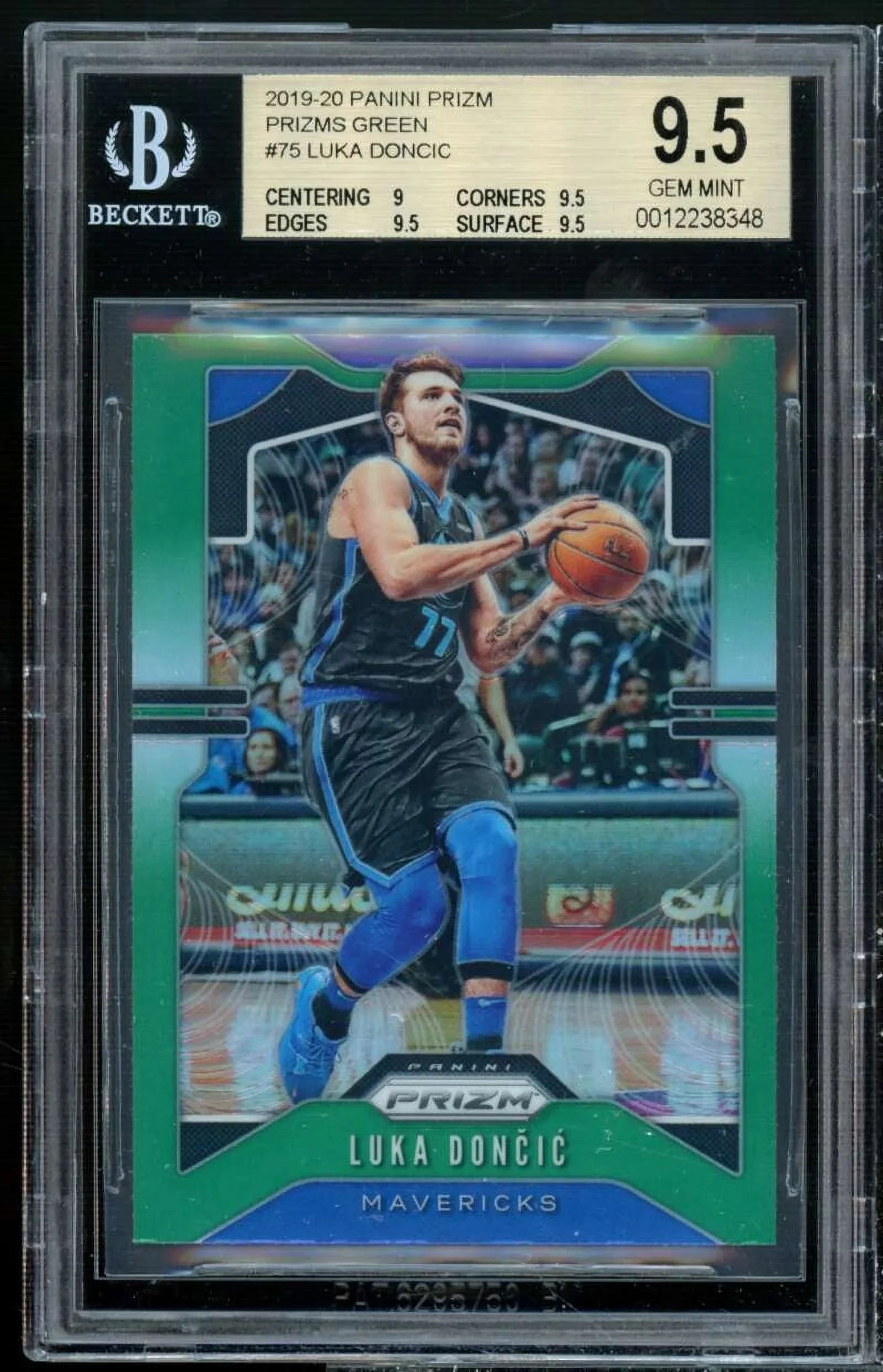 Luka Doncic Card 2019-20 Panini Prizm Prizms Green #75 BGS 9.5 (9 9.5 9.5 9.5)