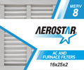 Aerostar 16x25x2 MERV  8,  Air Filter, 16x25x2, Box of 4