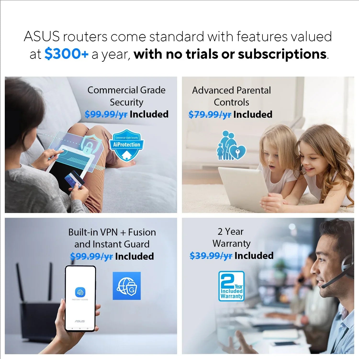ASUS ZenWiFi AX Whole-Home Tri-band Mesh WiFi 6 System (XT8-WHITE)-2 pack, Coverage up to 5,500 sq.ft/6+rooms, 6.6Gbps, 3 SSIDs, life-time free network security and parental controls, 2.5G port