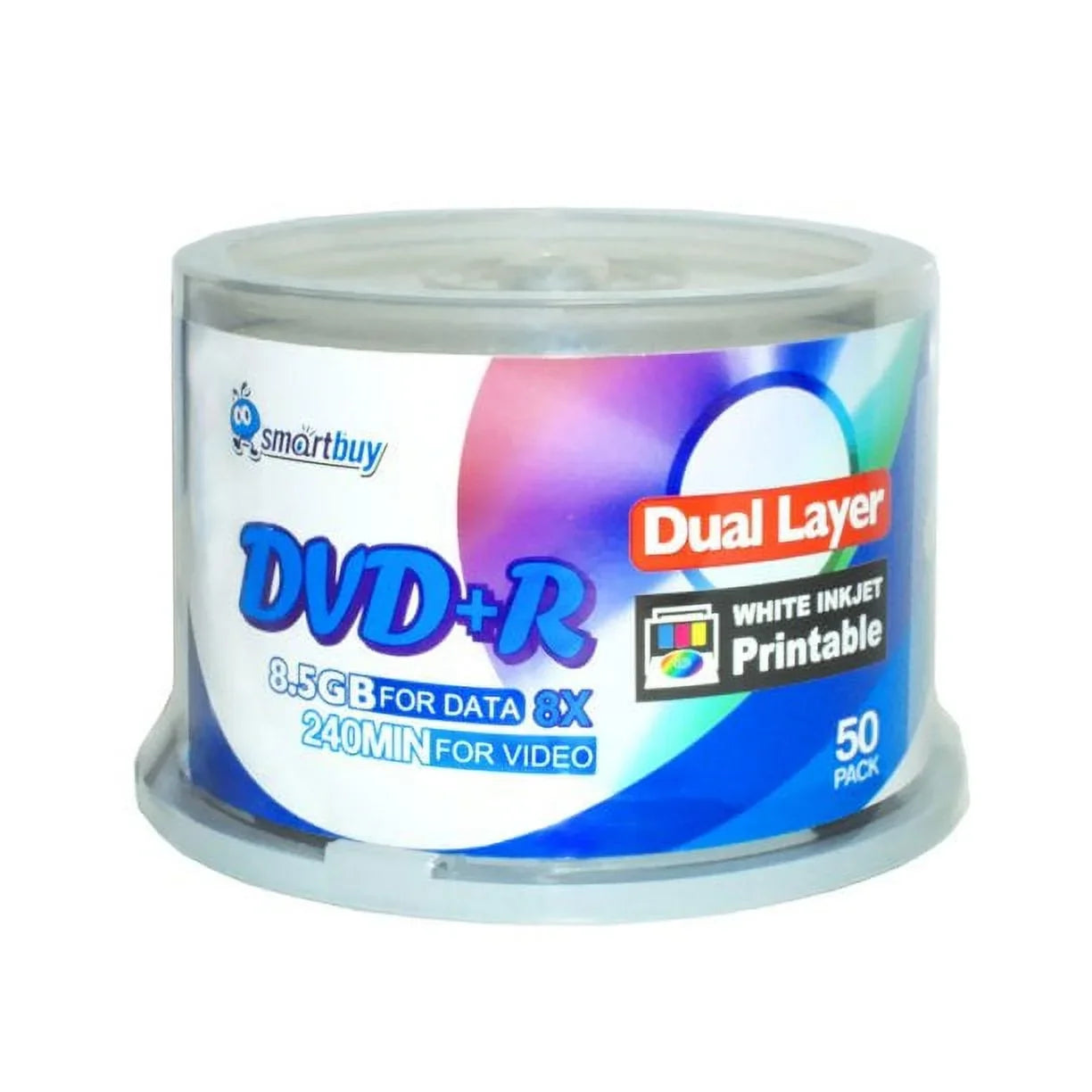 SmartBuy 50 Pack Dvd+r Dl 8.5gb 8x DVD Plus R Double Layer Printable White Inkjet Blank Data Recordable Media 50 Discs Spindle