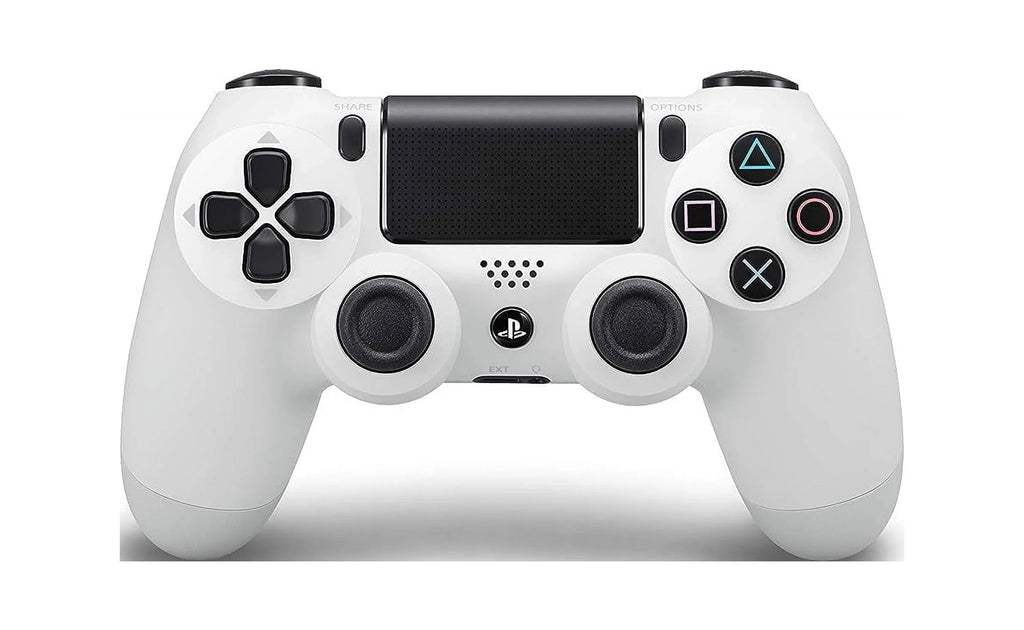PlayStation 4 DualShock Wireless Controller Bundle - White Blue - With Earbuds Like New with BOLT AXTION