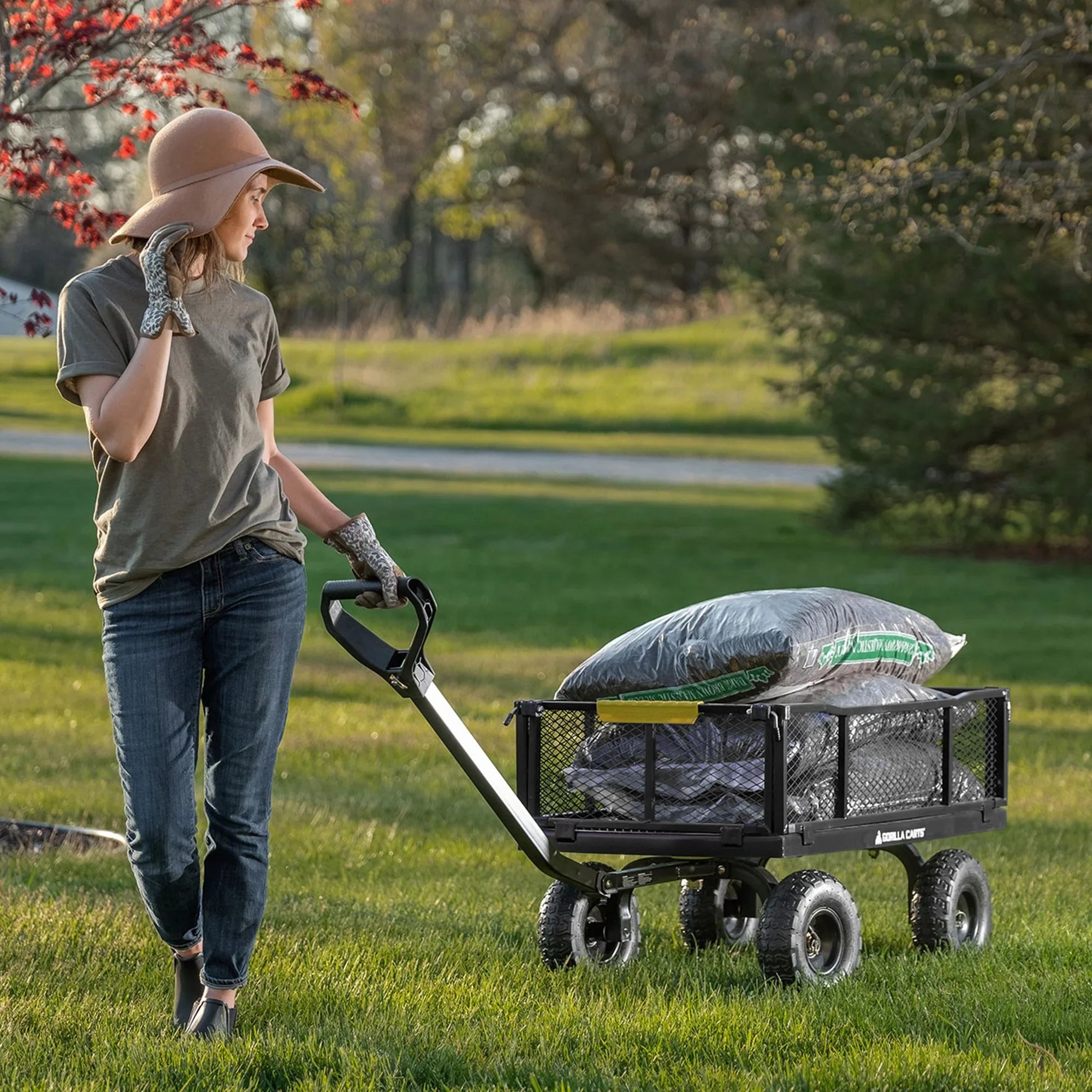 Gorilla Carts Steel Utility Cart Garden Beach Wagon, 900 Pound Capacity