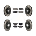 Transit Auto - Front Rear Coated Drilled Slotted Disc Brake Rotors And Semi-Metallic Pads Kit For 2019-2021 Mazda CX-3 AWD KDF-100589
