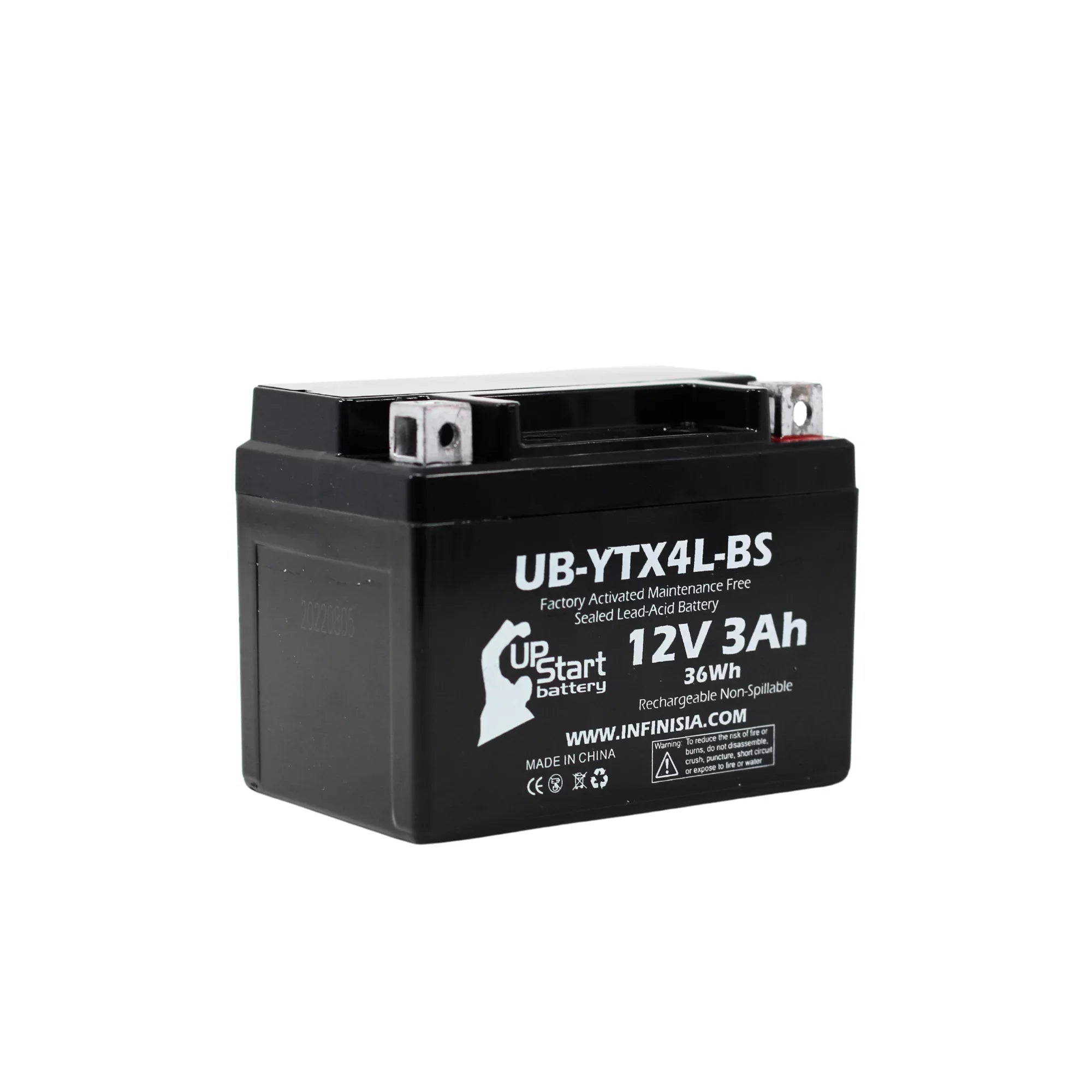 Replacement 2002 Bombardier (Can-Am) DS50, Quest 50CC Factory Activated, Maintenance Free, ATV Battery - 12V, 3Ah, UB-YTX4L-BS