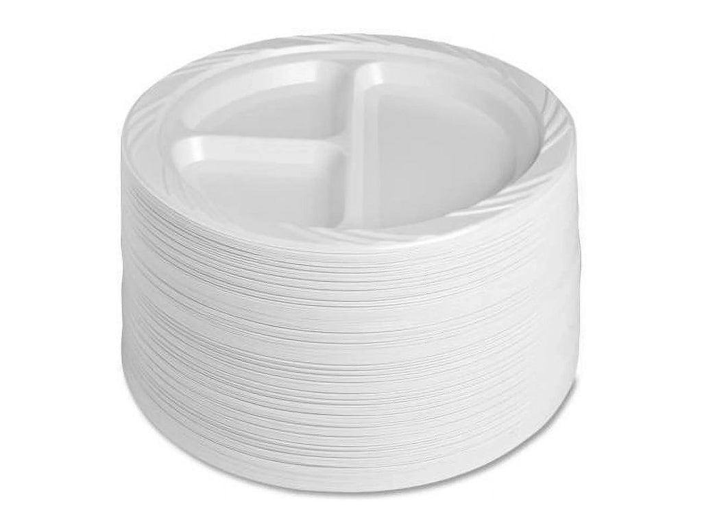 Genuine Joe 3-section Round Plastic PLatitudees, 9", 125 Pack, GJO10425