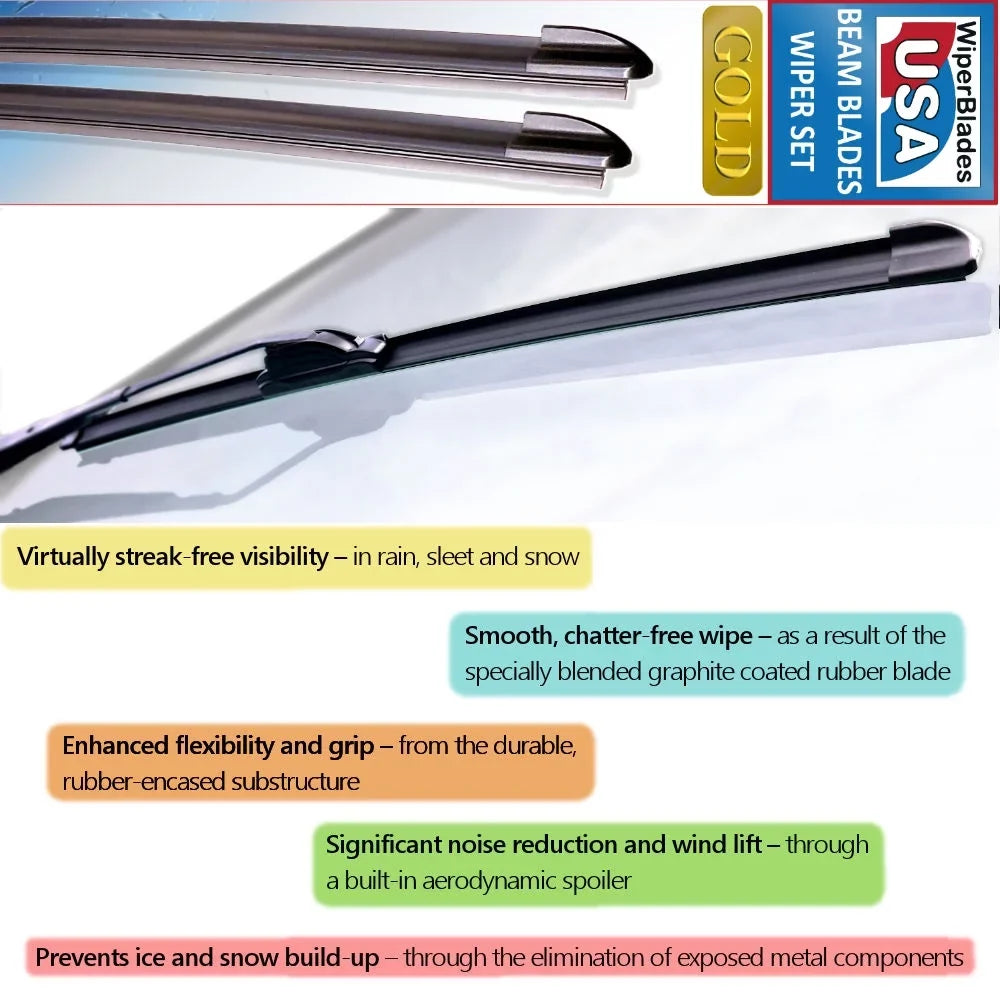 2019 Cadillac XT5 Premium Luxury Beam Wiper Blades Wipers WBUSA (Set of 3) w/Rear Wiper