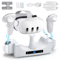EEEkit Charging Station Fit for Oculus/Meta Quest 3 Headset and Controller, Dual-use Charging Stand with 2 Rechargeable Batteries, Battery Cover, Wall Mount Charging Dock