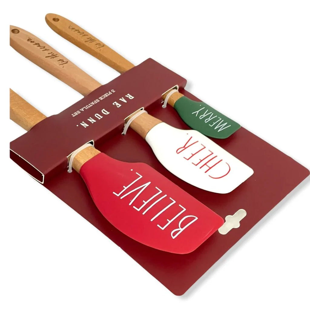 Rae Dunn Silicone Spatula 3 Pc. Spatula Set  LL Letter with Hard Wood Handles