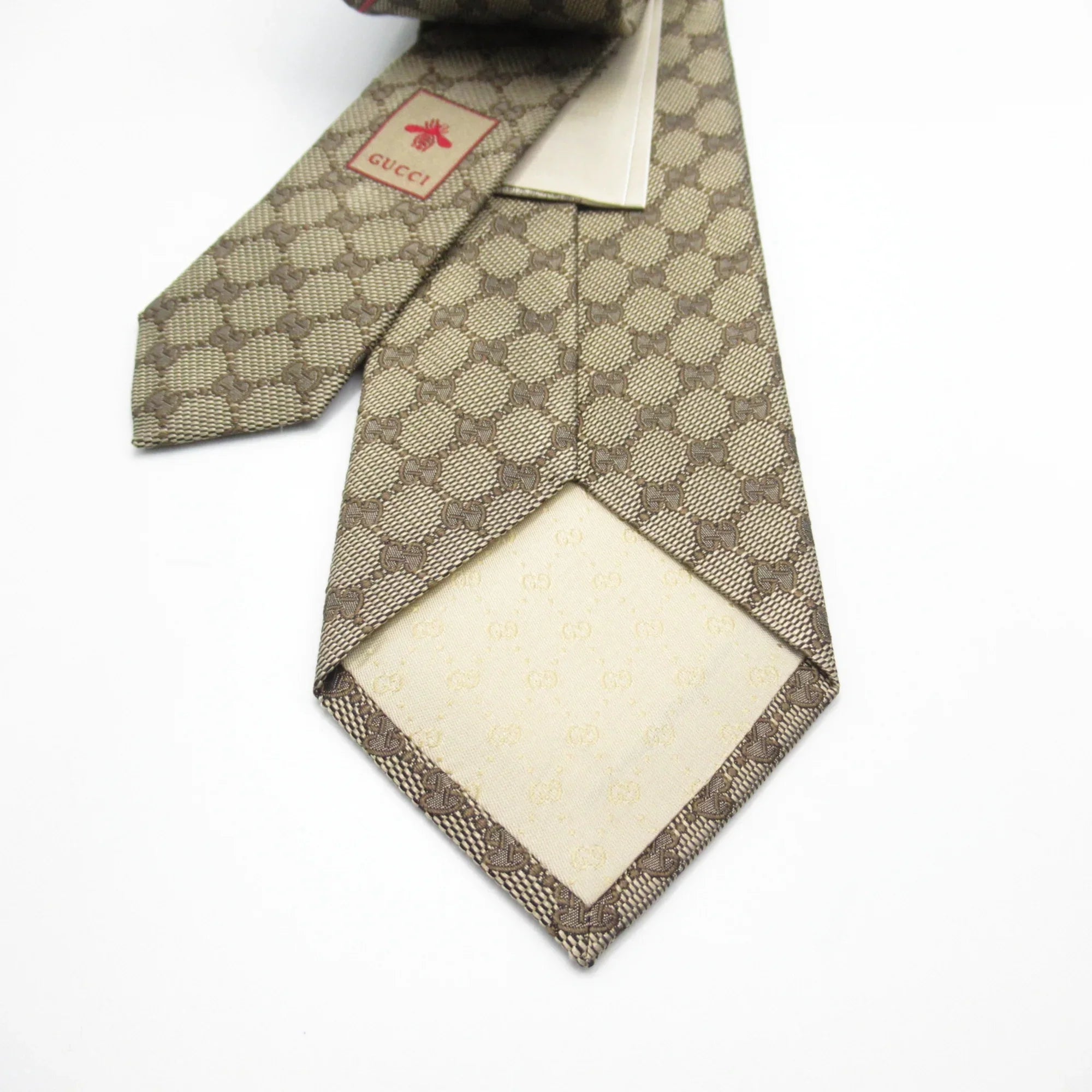 Pre-Owned GUCCI tie Beige silk (New)