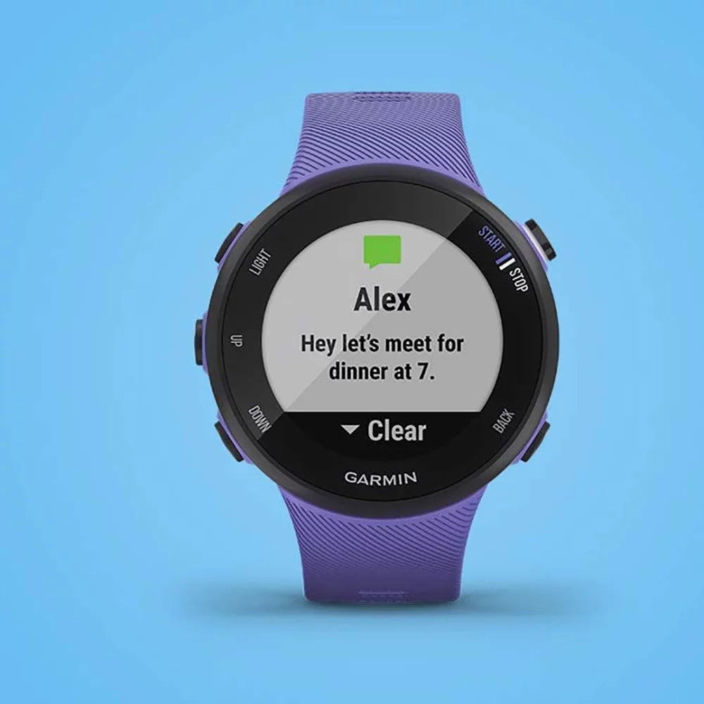 Restored Garmin 010-N2156-01 Forerunner 45S GPS Heart Rate Monitor Running Smartwatch (Iris) - Bundle With Fitness & Wellness Suite (WEYV, Yoga Vibes, Daily Burn) (Refurbished)
