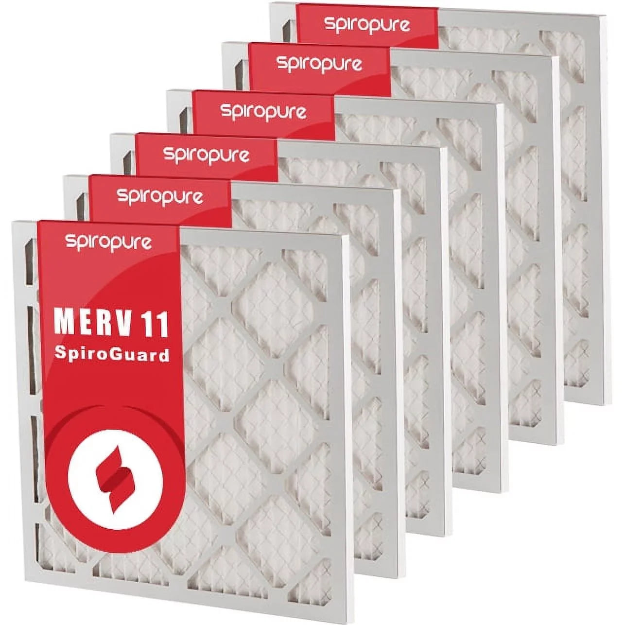SpiroPure 16.38x21.38x1 MERV 11 Pleated Filter Air Filters - Made in USA (6 Pack)