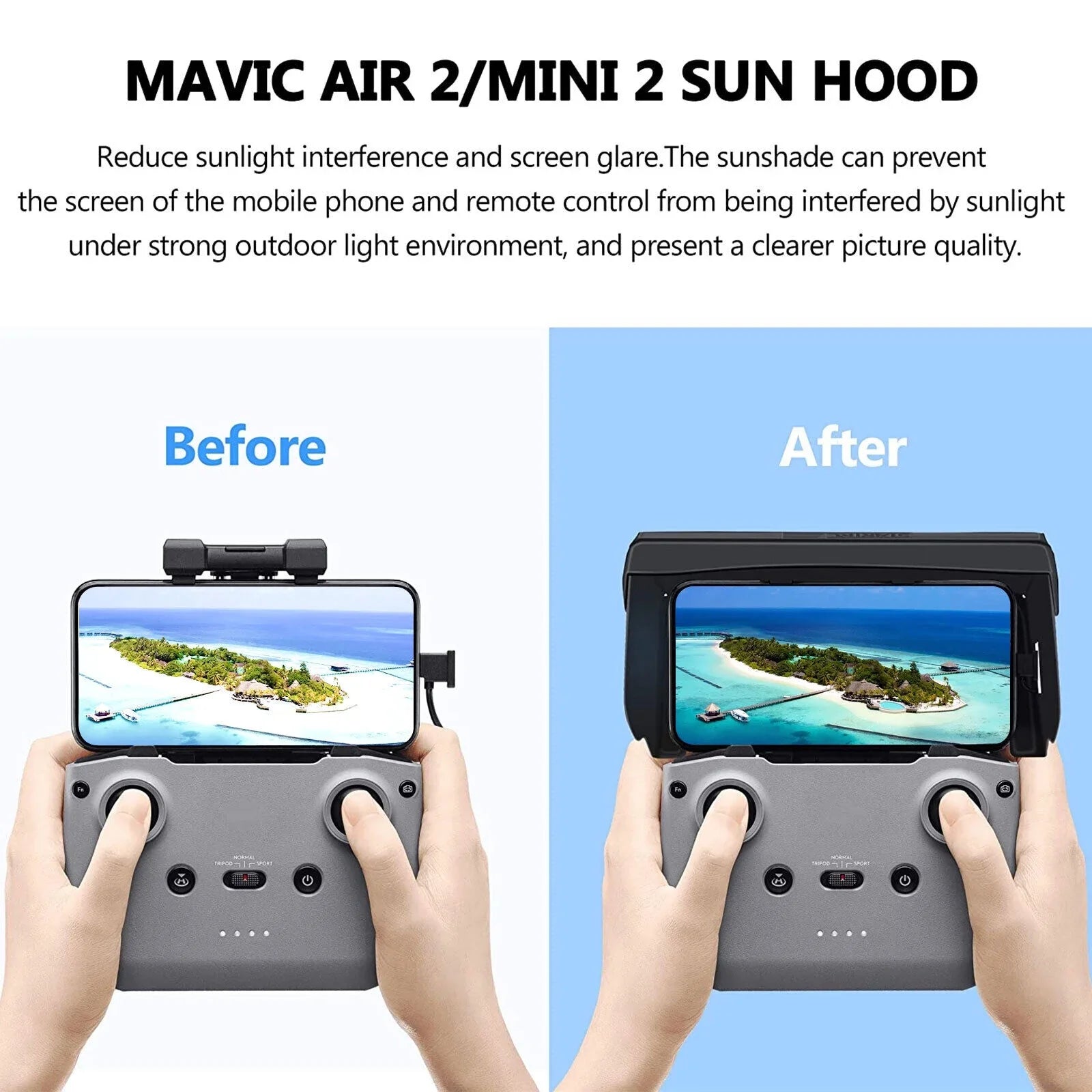 Foldable PU Phone Sun Shade Hood for DJI Mavic Mini 2 Air 2 Drone Remote Control