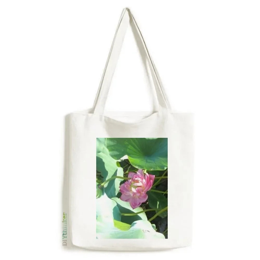 Summer Lotus Pool Lake Tote Canvas Bag Shopping Satchel Casual Handbag
